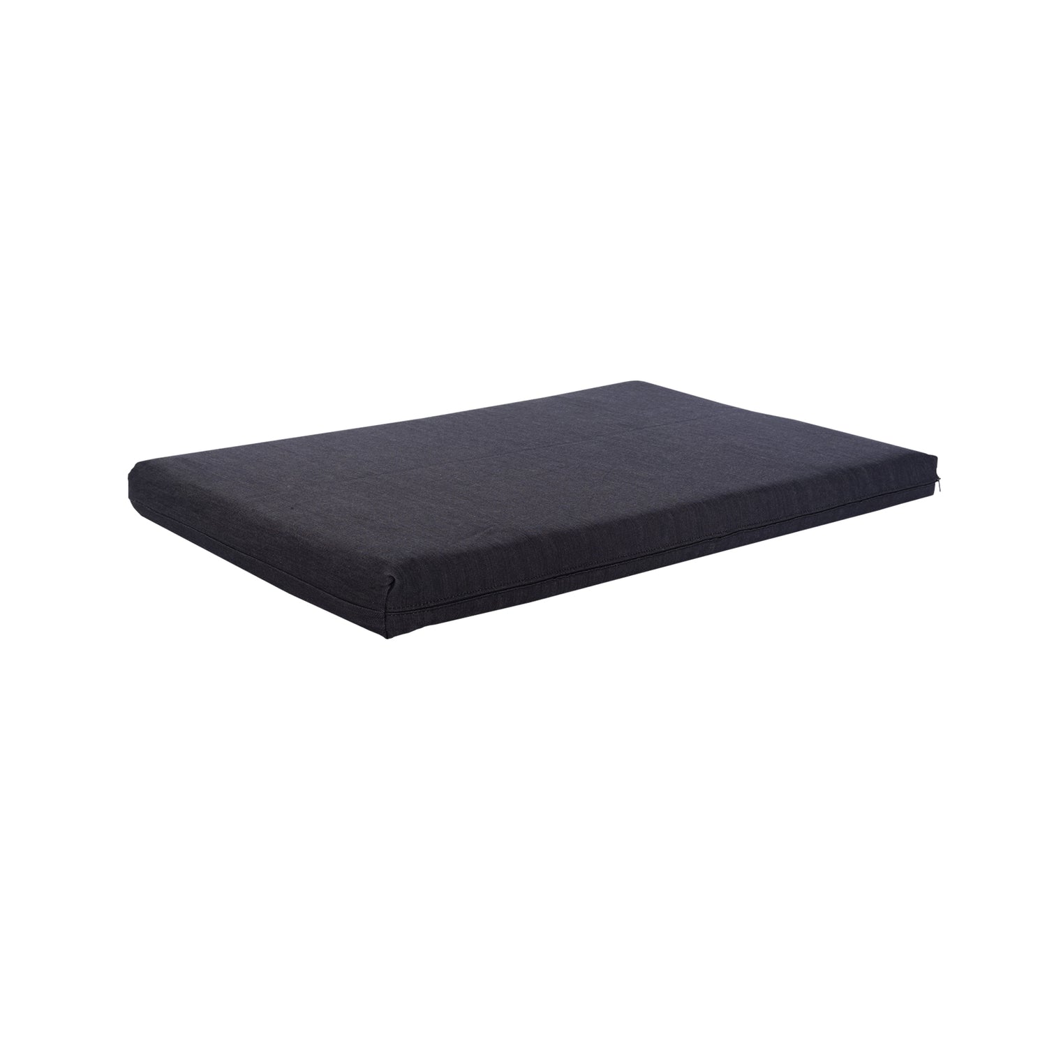 The Orthopedic Memory Foam Dog Bed is rectangular and flat with a dark gray fabric cover. Shown against a white background, it features clean edges designed for comfort and arthritis relief.